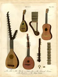 Lutten;Theorbuen;eller buelutten;den spanske guitar;mandolinen;harpeguitaren