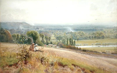 Udsigt fra Hedsor Hill ved Themsen, nær Cookham (akvarel på papir)