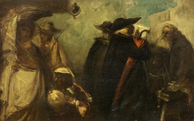 Salg af relikvier i Sevilla (olie på panel)