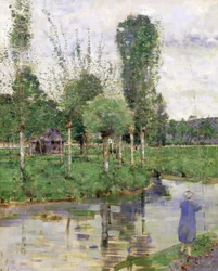 På floden, Sainte-Gertrude, Caudebec, Normandiet (olie på lærred)