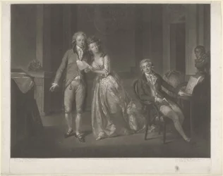 Portræt af Louise, prinsesse af Orange-Nassau, William I Frederik, konge af Holland, og Frederik, prins af Orange-Nassau