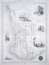 Western Australia, fra en serie af verdenskort udgivet af John Tallis & Co., London og New York