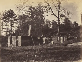Ruiner på Gaines Mill, Virginia., april 1865 (albumintryk monteret på vævet papir)