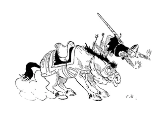 Norman ridder falder af sin hest