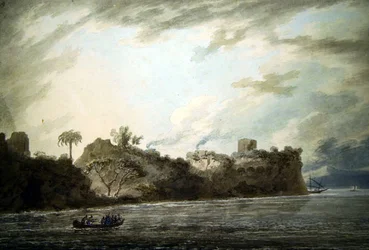 På kysten af Posillipo, nær punktet, fra Montechiaro (akvarel på papir)