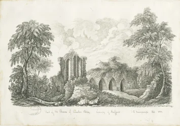 Croxden Abbey: pen- og blæktegning