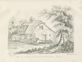 Rugeley - Cottage nær Old Cannock Wood Forges: pen- og blæktegning