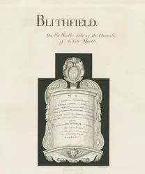 Tablet i Blithfield Church - Mary Crawley: sepia vask, nd [?19th cent] (tegning)