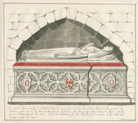 Uttoxeter Church - Tomb of Lady Abbedss of Kynnersley Family: pen og vask tegning, nd [midten af det 19. århundrede]