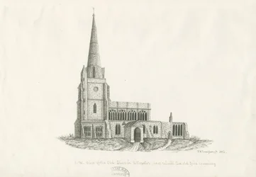 Uttoxeter kirke [gammel]: pen- og blæktegning, 1836