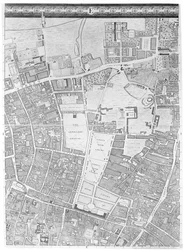 Et kort over Moorfields og Hoxton, London, 1746