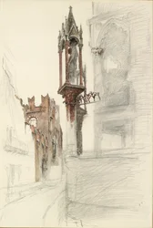 Studie af en niche omkring Cansignorio della Scalas grav i Verona, 1869