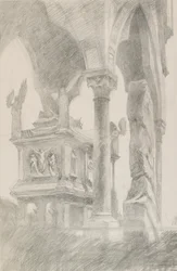 Studie af Mastino II della Scalas grav i Verona, c1869.