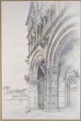 Duomo of San Martino, Lucca, juli - august 1874 (grafit, akvarel og kropsfarve på papir, nogle linjer regerede)