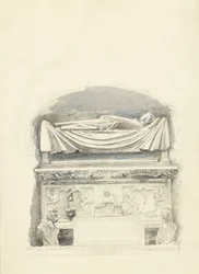 Sarkofagen og billedbilledet af graven Cangrande I della Scala, Verona, 21. maj-1. juli 1869 (grafit, akvarel og kropsfarve på vævet papir)