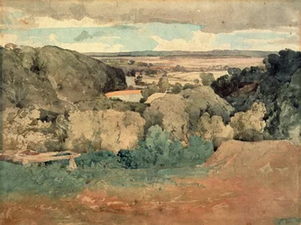 Barnard Castle fra Towler Hill (akvarel på papir)