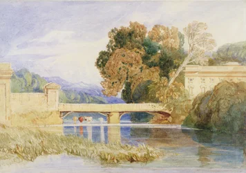 Chateau Navarre, nær Evreux, Normandiet (akvarel over grafit på papir)