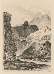 Liber Studiorum: Plade 12, Dolbadern Castle, Llanberris Lake, North Wales, 1838.
