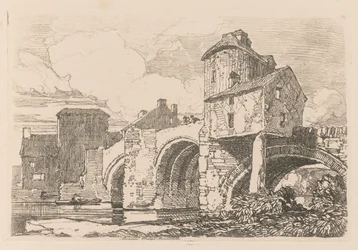 Liber Studiorum: Plade 26, Monnow Bridge, Monmouthshire, 1838.