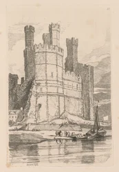 Studiebog: Plade 28, Caernarvon Castle, N. Wales, 1838