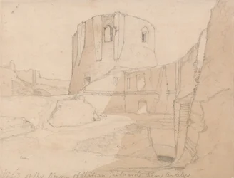 Udsigt over Donjon på Chateau Gaillard, nær Andelys, Normandiet