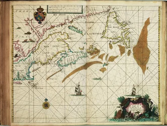 Et kort over Amerikas kyst fra Newfoundland til Cape Cod