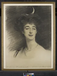 Ethel Anne Priscilla, hustru til William Henry, 1st Baron Desborough, 1909 (kul på papir)