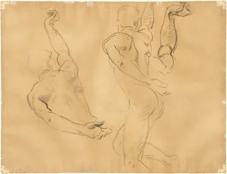 Studier af mandlige nøgenbilleder [verso], 1918-1919.