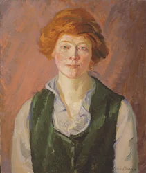 Grøn vest (Jennie Doyle) 1914-15 (olie på lærred)