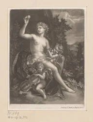 Venus med et æble og to amoriner med violin og duer