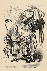 Alice bærer storken og taler med hertuginden, 1889
