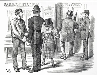Tegneserie, der kommenterer opfordringerne om, at et bloksystemsignal skal gøres obligatorisk på British Railways
