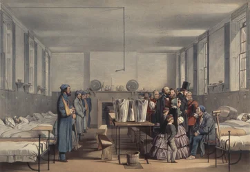 Dronning Victoria og prins Albert besøger soldater såret i Krimkrigen på Brompton Hospital, Chatham, 1855