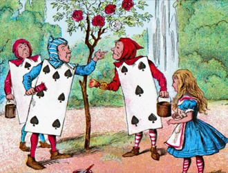 Spillekortene maler rosenbuskene, c1910