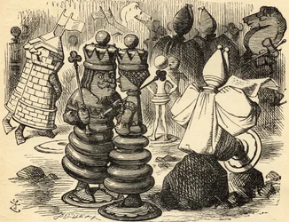 Den røde konge og dronning. Illustration af Sir John Tenniel