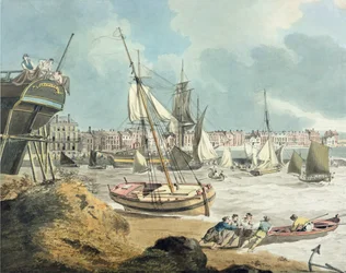 Havn i Weymouth, Dorset, 1805 (pen, blæk og akvarel på papir)