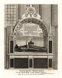 Edmund Plowdens monument på nordvæggen i Tempelkirken