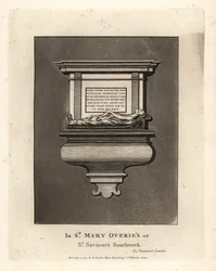 Gravbillede og monument over den ærlige mand William Emerson, død 1575, i St Mary Overie
