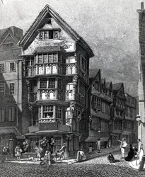 Houses Lately Standing on the West Corner of Chancery Lane, Fleet Street, udgivet i 1812