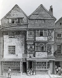Huse på sydsiden af en gade kaldet London Wall, udgivet 1812