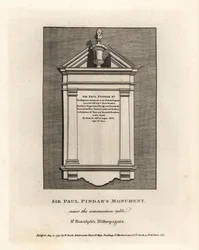 Sir Paul Pindars monument nær nadverbordet i St. Botolphs, Bishopsgate