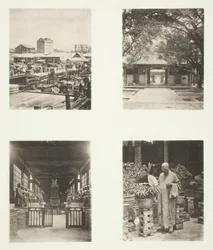 En kantonpantforretning, Honam Temple, Canton, Temple of Five Hundred Gods, Canton..., ca. 1868.