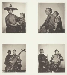 Bådpiger, A Canton Boatwoman og Barn, Musikere, Musikere, ca. 1868.