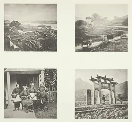 Del af Foochow Foreign Settlement, Terracing Hills, Foochow Field Women, A Memorial Arch, ca. 1868.