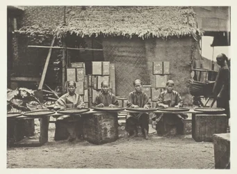 Te-plukning i Canton, ca. 1868.