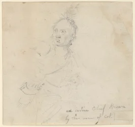 Kaptajn Joseph Lewis af Louis, fra Oneida-indianerne, studerer for