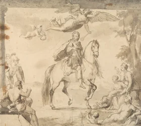 Forberedende undersøgelse til udsmykningen "Equestrian Portrait of George I"