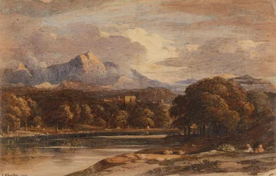 Bjerglandskab med sø