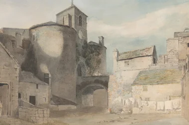 Befæstet indgang til en walisisk bys østport i Caernarvon, ca. 1802.