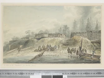 F.23 A View of the Habitations in Nootka Sound, ca. 1773-84 (akvarel)